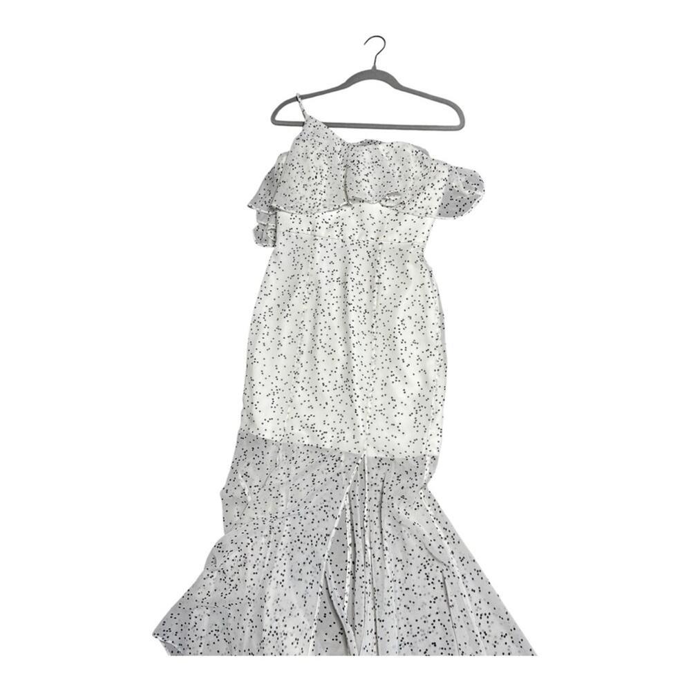 Keepsake Mini One Shoulder Strap Dress Long Polka Dot Overlay Small